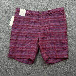 Murano Baird McNutt Alex Slim Fit Linen Shorts Men's Size 38 Fuchsia Stripe NWT